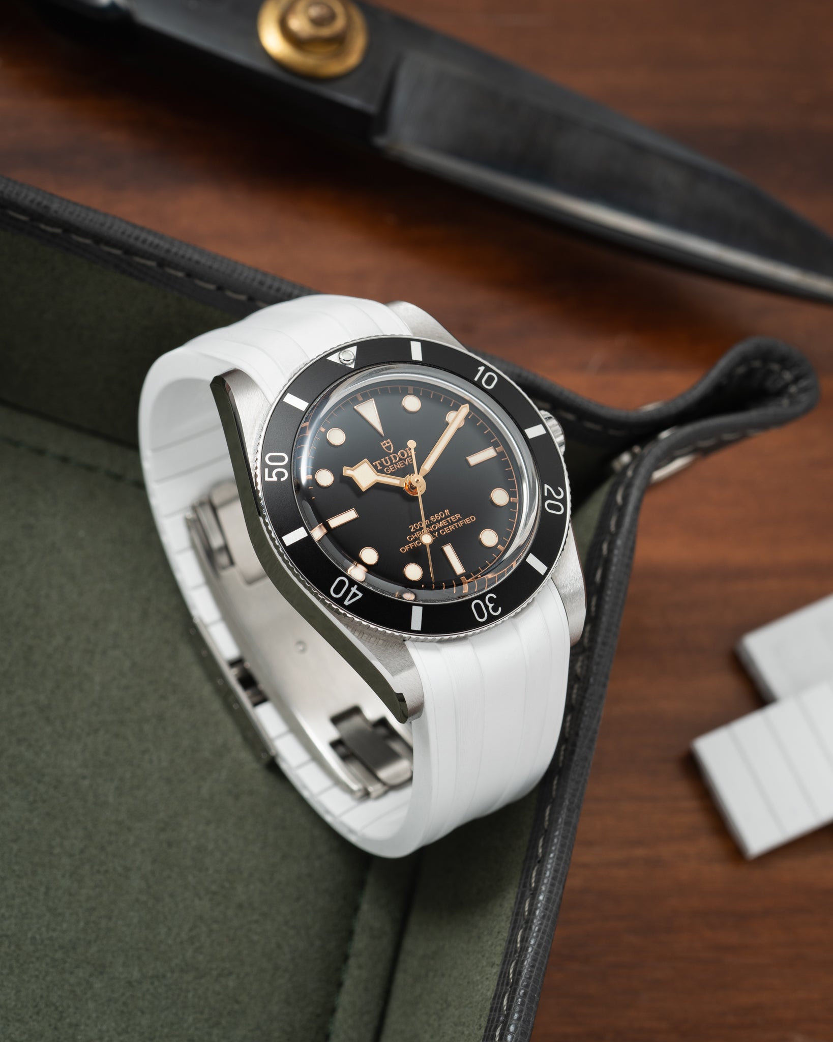 Tudor Black Bay 54 Uyumlu Rubber Strap Beyaz